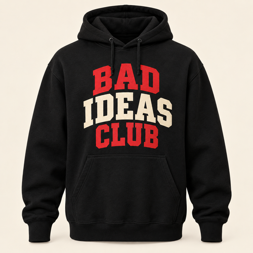 Black Bad Ideas Club graphic hoodie